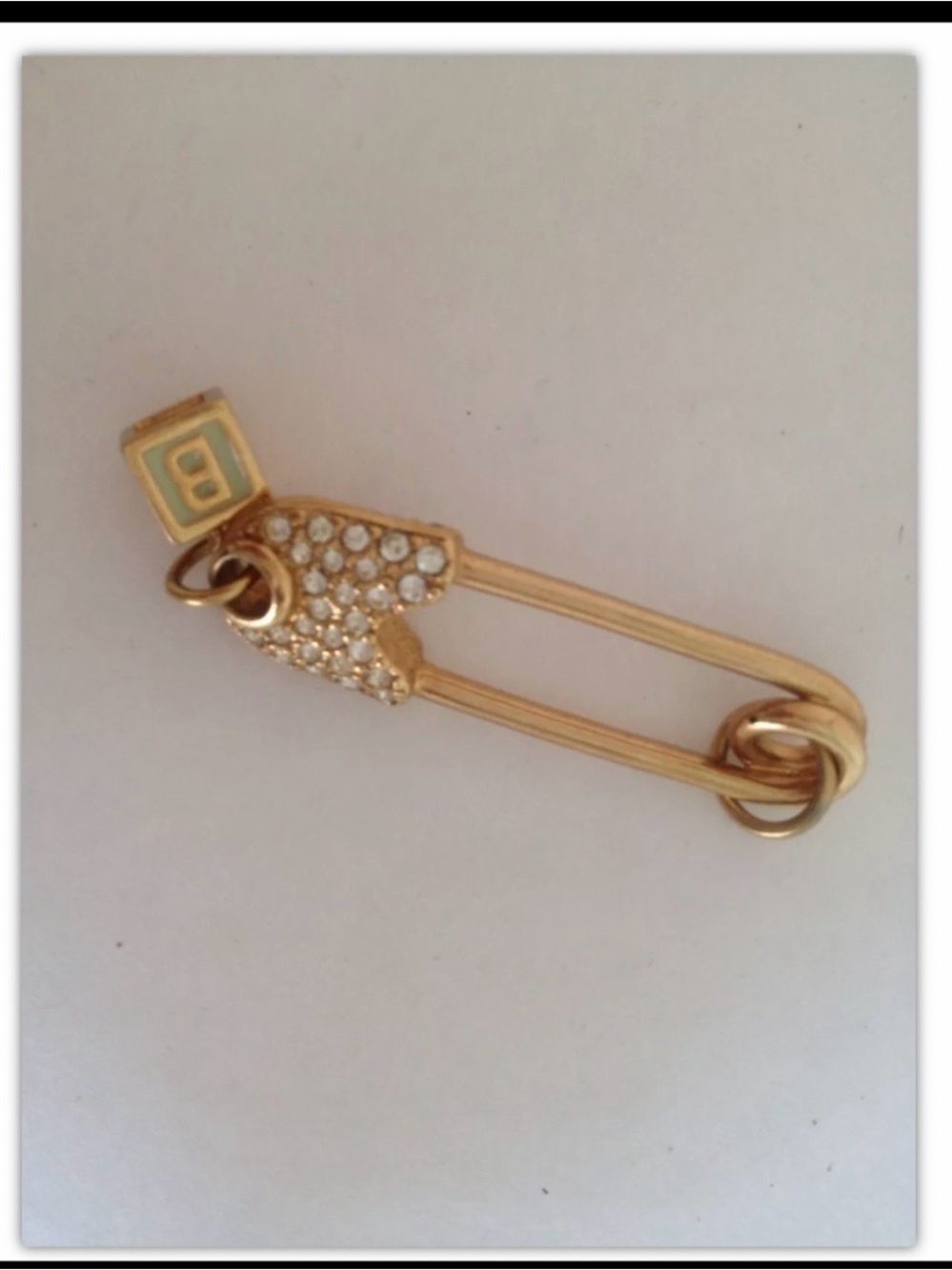 Swarovski Gold-Tone Pave Safety Pin Brooch with Clear Crystals
